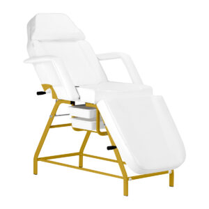 Behandelstoel met bakjes 557G wit-goud
